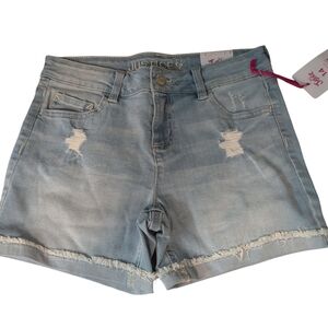 Nwt Justice Light Wash Blue Girls Denim Shorts Midi Short Soft Stretchy Comfy 14